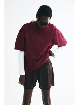 H&M - Women Maroon Oversized T-Shirt