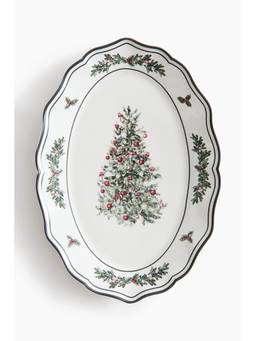 H&M - Green Large Porcelain Serving Plate