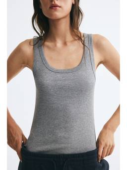 H&M - Women Grey Ribbed vest top