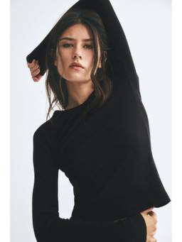 H&M - Women Black Ribbed Cotton Top