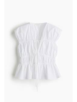 H&M - Women White Drawstring Poplin Blouse