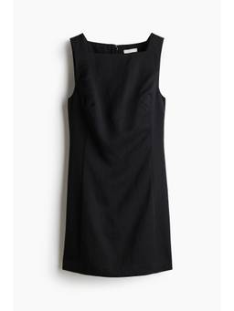 H&M - Women Black Square-Neck Twill Dress