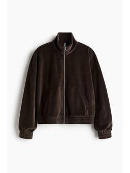 H&M - Women Brown Velour Zip-Through Jacket