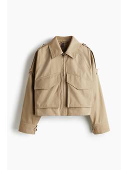 H&M - Women Beige Cotton Cargo Jacket