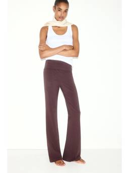 H&M - Women Purple Foldover-Waist Cotton Trousers