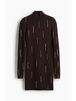 H&M - Women Brown Rhinestone-Embellished Dress