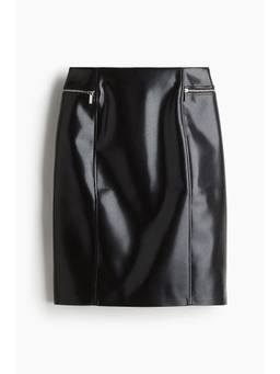 H&M - Women Black Coated Pencil Skirt