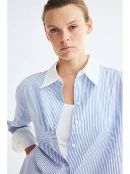 H&M - Women Blue Cotton Poplin Shirt