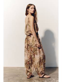 H&M - Women Multi-Color Balloon-Leg Tie-Strap Jumpsuit