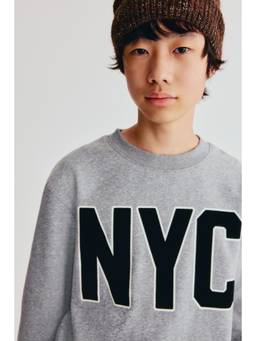 H&M - Boys Grey Motif-Detail Brushed-Inside Sweatshirt