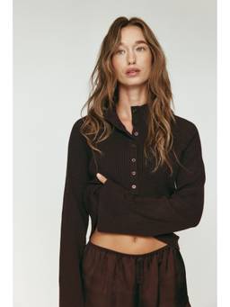 H&M - Women Brown Rib-Knit High Neck Jumper