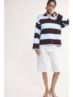 H&M - Women Red Cotton-Blend Polo Shirt