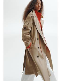 H&M - Women Beige Double-Breasted Trench Coat