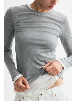 H&M - Women Grey Long-Sleeved Ribbed Top
