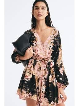 H&M - Women Black Tie-belt tunic dress