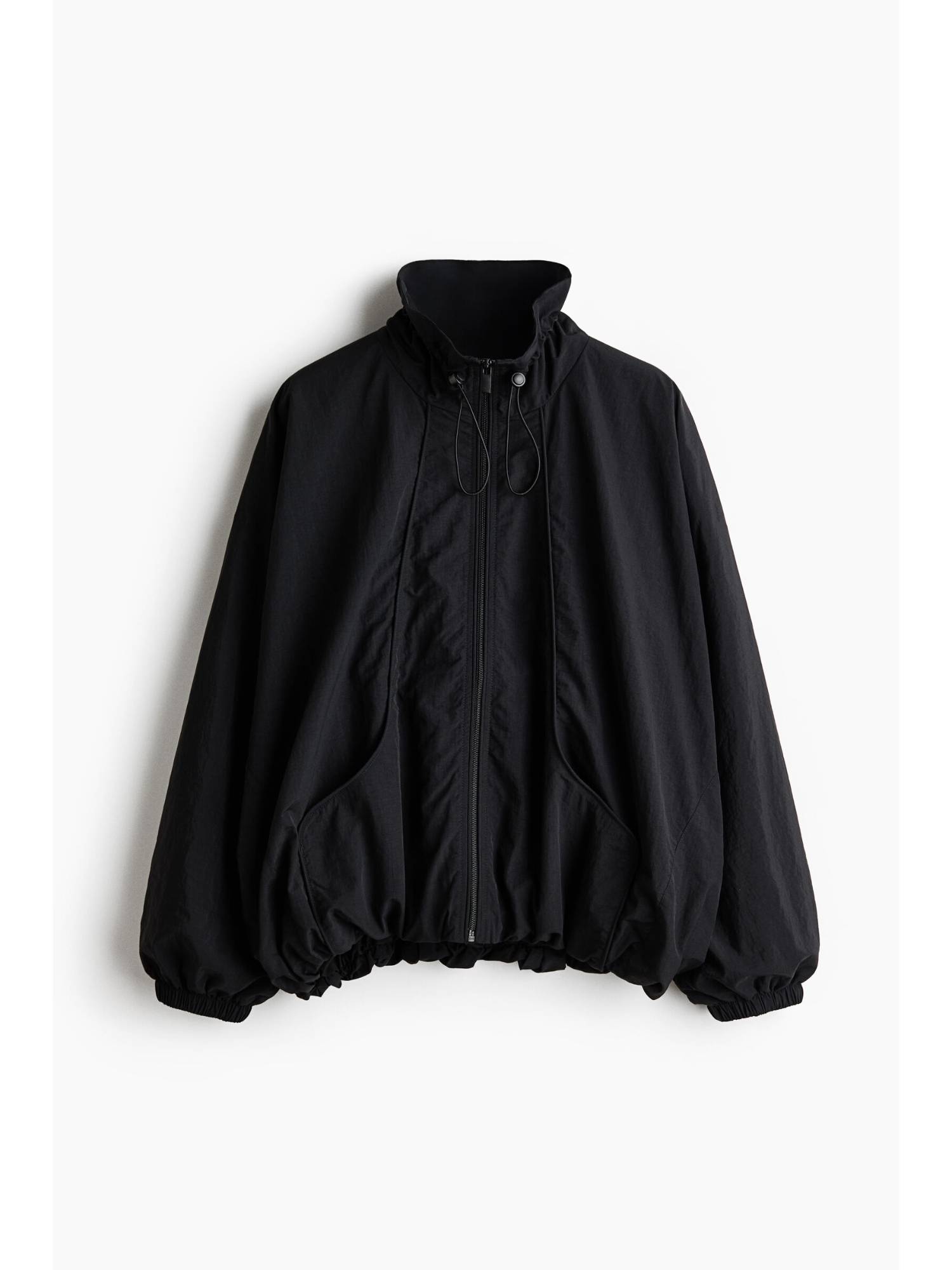 h&m Women Black Oversized Nylon Jacket-picture-9