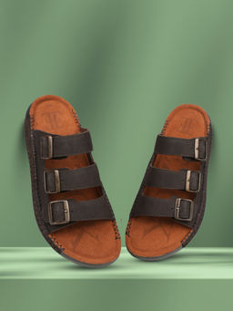 EZOK - Men Genuine Leather Sandals Brown