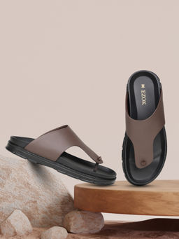 EZOK - Men Genuine Leather Sandals Brown