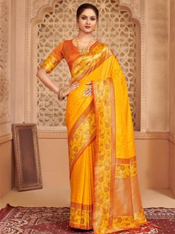 Sutriti - Majestic Yellow Kanjivaram Bridal Heritage Collection Saree with Unstitched Blouse