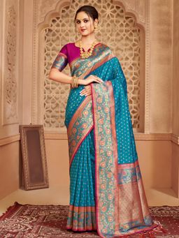 Sutriti - Majestic Blue Kanjivaram Bridal Heritage Collection Saree with Unstitched Blouse