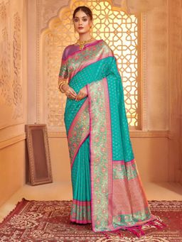 Sutriti - Majestic Sea Green Kanjivaram Bridal Heritage Collection Saree with Unstitched Blouse