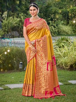Sutriti - Majestic Mustard Kanjivaram Bridal Heritage Collection Saree with Unstitched Blouse