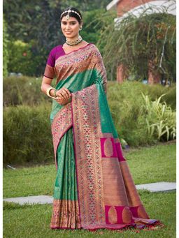 Sutriti - Majestic Rama Green Kanjivaram Bridal Heritage Collection Saree with Unstitched Blouse