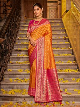 Sutriti - Majestic Mustard Kanjivaram Bridal Heritage Collection Saree with Unstitched Blouse
