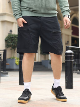 Instafab Plus - Men Onyx Black Modular Utility Shorts