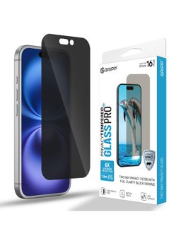 GRIPP - Privacy Tempered Glass Screen Protector for Iphone 16 Plus - Black