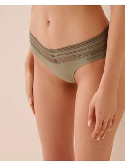La Vie En Rose - Green Cotton Hiphugger Panty