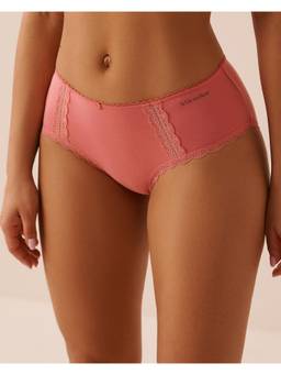 La Vie En Rose - Pink Cotton and Logo Elastic Band Bikini Panty