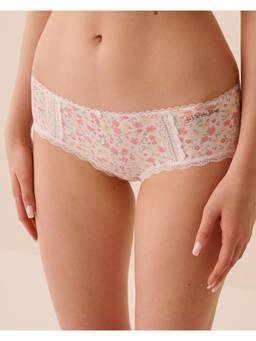 La Vie En Rose - Pink Cotton and Logo Elastic Band Hiphugger Panty