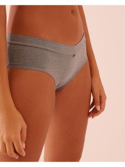 La Vie En Rose - Grey Cotton Logo Elastic Band High Waist Boyleg Panty