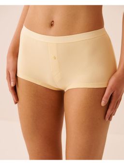 La Vie En Rose - Beige Cotton Lace Trim Cheeky Boyshort Panty