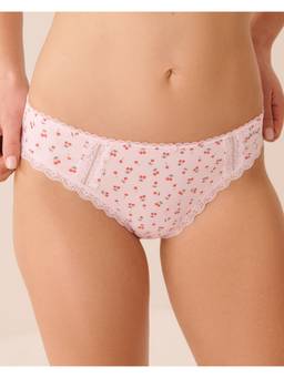 La Vie En Rose - Floral Mesh and Lace Trim Cheeky Panty