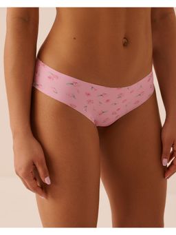 La Vie En Rose - Pink Microfiber and Lace Trim Cheeky Panty