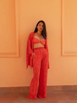 IZSI - Removable Halter Straps Orange Ring Bikini Top