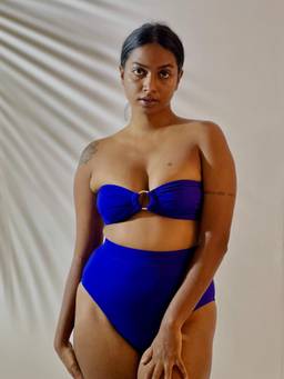 IZSI - Removable Halter Straps Royal Blue Ring Bikini Top