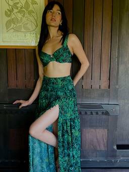 IZSI - Green Emerald Jungle Print Balconette Padded and Underwired Bikini Top