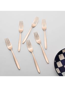 BlackCarrot - Premium Stainless Steel Rose Gold Fork Set of 6