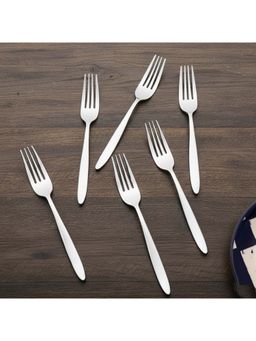 BlackCarrot - Premium Stainless Steel Silver Fork (Pack of 6)
