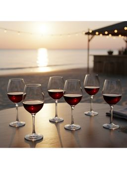 BlackCarrot - Premium Lead Free Transparent Wine Glasses (Pack of 6)