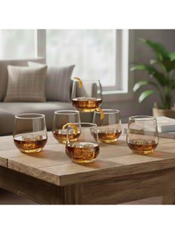 BlackCarrot - Premium Lead Free Golden Whiskey Glasses (Pack of 6)