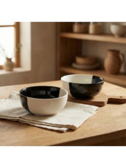 BlackCarrot - Stoneware Premium Fifty Fifty Snack Bowl (Pack of 2)