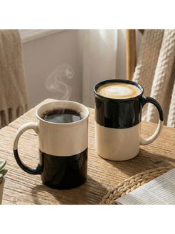 BlackCarrot - Stoneware Premium Black & White Tall Mug (Pack of 2)