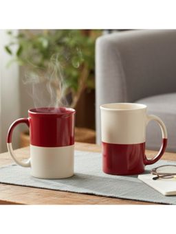 BlackCarrot - Stoneware Premium Red & White Tall Mug (Pack of 2)