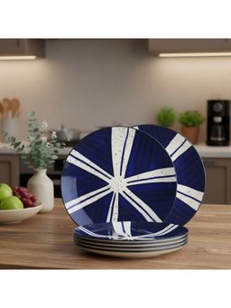 BlackCarrot - Stoneware Premium Blue Splash Dinner Plates (Pack of 6)
