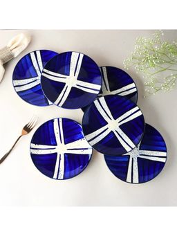 BlackCarrot - Stoneware Premium Blue Splash Quarter Plates (Pack of 6)