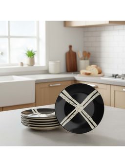 BlackCarrot - 6-Piece White Splash Ceramic Quarter Plate Set